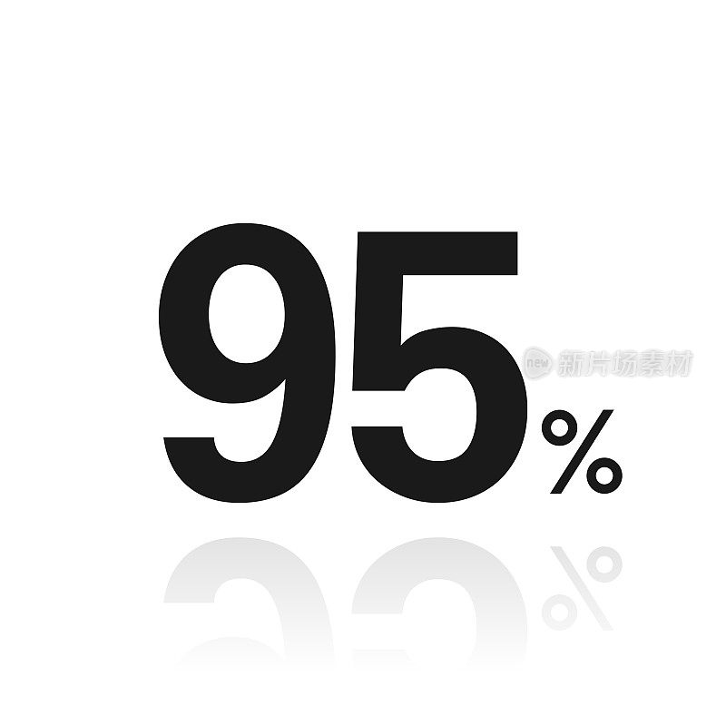 95% - 95%。白色背景上反射的图标